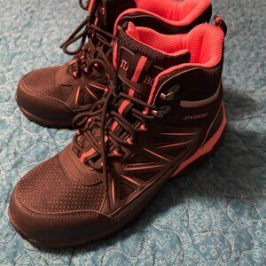 Jiashibo Black/Peach Ankle Lace-Up Hard Toe Hiking Boots Women's Size 8.5